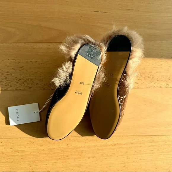 Gucci Brown Loafers with Fur Trim - Picture 4 of 4